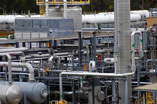 Tanks and pipes move product through the MarkWest Bluestone Gas Processing Plant in Evans City, US.