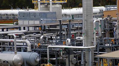 Tanks and pipes move product through the MarkWest Bluestone Gas Processing Plant in Evans City, US.