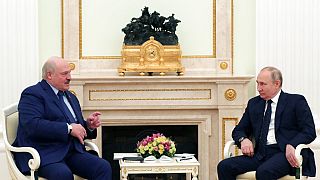 Aleksandr Lukashenko y Vladímir Putin en un encuentro en el Kremlin, Moscú, Rusia 11/3/2022