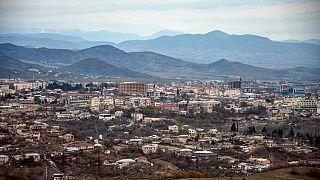 A photo taken on November 26, 2020 shows a view of the town of Stepanakert .