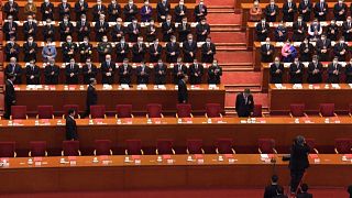 China's yearly parliamentary session closes at the Great Hall of the People in Beijing on March, 11, 2022.