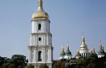 La catedral de Santa Sofía en Kiev, Ucrania, durante los Juegos Olímpicos de 1980.