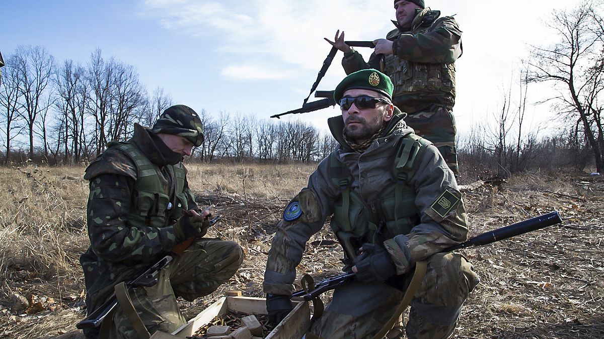عناصر من كتيبة الشيشان في أوكرانيا منذ 2015، يقاتلون الانفصاليين في دونيستك 