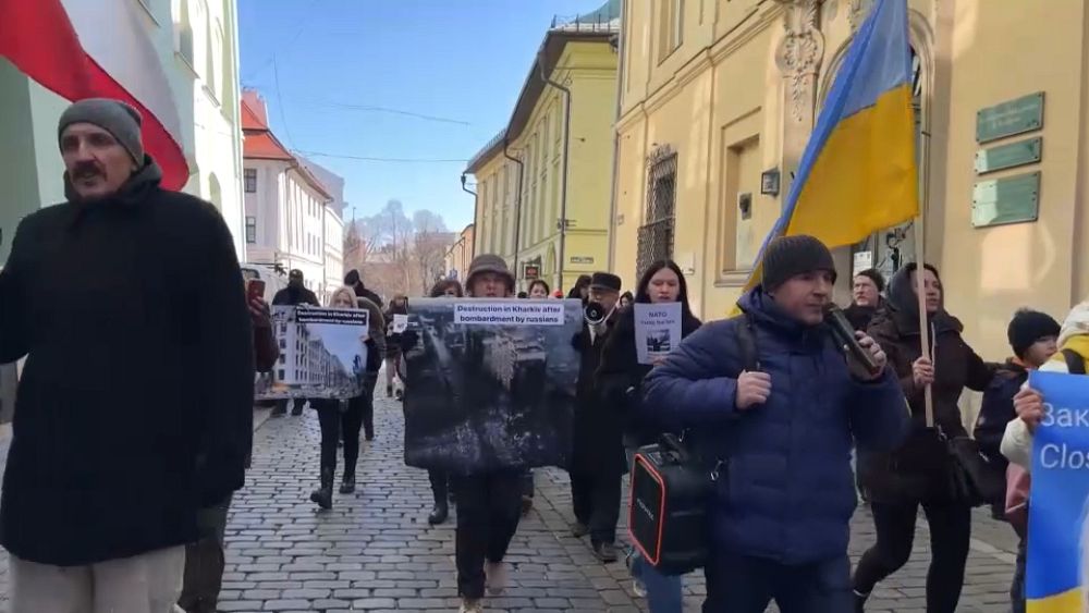 Poland: Krakow, scene of demonstrations by Ukrainian refugees