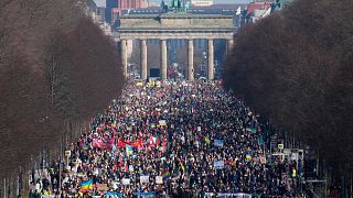 من المظاهرة في برلين ضدّ غزو روسيا لأوكرانيا
