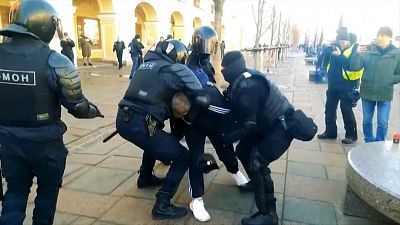 Dozens detained in Russia for protesting "military operation" in Ukraine