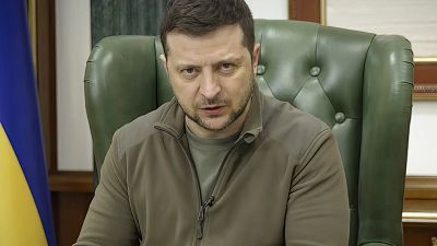 Der ukrainische Präsident bei einer seiner täglichen Videobotschaften am 12. März 2022