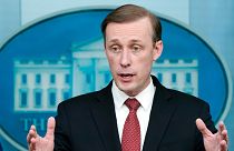 White House national security adviser Jake Sullivan speaks during a press briefing at the White House, Feb. 11, 2022, in Washington.