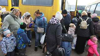 Ukrainische Flüchtlinge (Aufnahme aus Lwiw vom 9. März 2022)