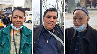 Clichy-sous-Bois residents Yamina Gourari (left), Mohamd Kourdi (centre), and Charef Abderrahmane (right).