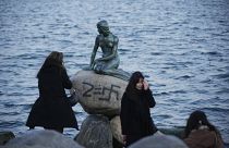 The little Mermaid statue in Copenhagen has been the site of many political messages over the years