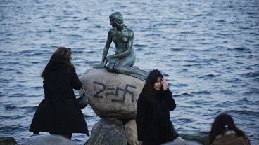 The little Mermaid statue in Copenhagen has been the site of many political messages over the years