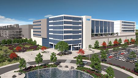 A rendering shows early plans for two new Intel processor factories in Magdeburg, Germany.