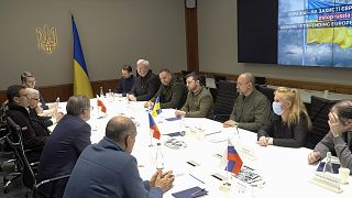 Volodimir Zelenszkij és a négy kelet-európai vezető megbeszélése Kijevben