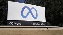 Facebook's Meta logo sign is seen at the company headquarters in California.