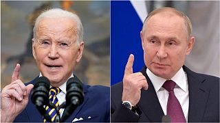 US President Joe Biden, left, and his Russian counterpart, Vladimir Putin
