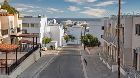 An empty street in Ayia Napa, Cyprus, normally a hotspot for Russian tourists in summer.