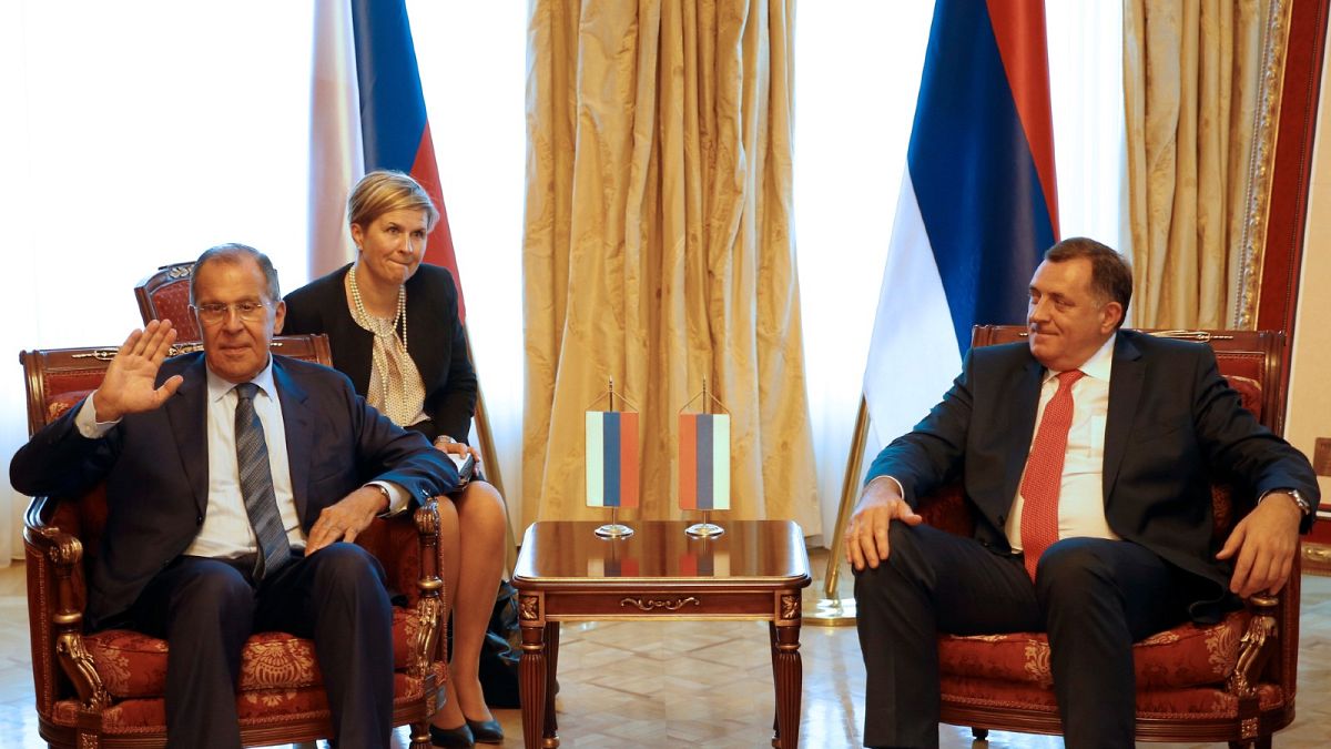 Russia's Foreign Minister Sergei Lavrov with Milorad Dodik