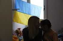 Archives : une Ukrainienne et sa fille recueillies à Castel Gandolfo près de Rome, le 11/03/2022