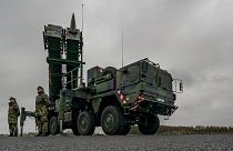 Bundeswehr "Patriot" anti-aircraft missile systems at a military airport in Schwesing, Germany, Thursday, March 17, 2022.