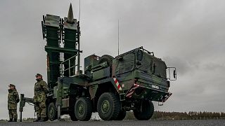 Bundeswehr "Patriot" anti-aircraft missile systems at a military airport in Schwesing, Germany, Thursday, March 17, 2022.