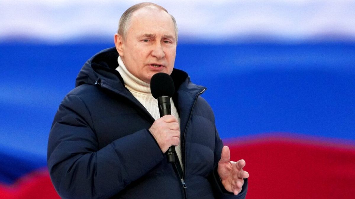 Putin speaks in Moscow to mark eight year anniversary since Russia annexed Crimea