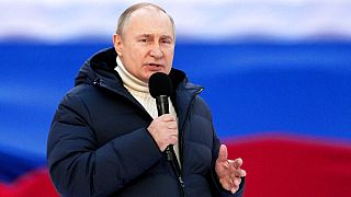 Putin speaks in Moscow to mark eight year anniversary since Russia annexed Crimea