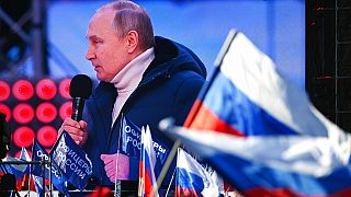 Владимир Путин на митинге в Лужниках