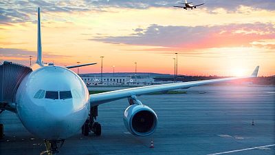 A plane at Paris Charles de Gaulle Airport.