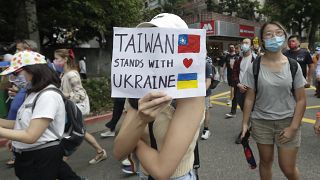 مسيرة دعم لأوكرانيا في تايبيه عاصمة تايوان