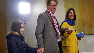Nazanin Zaghari-Ratcliffe avec son époux et sa fille à Londres, le 21 mars 2022