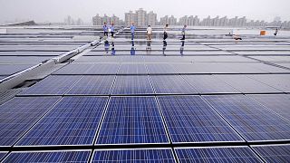 Solar panels in Shanghai, China.