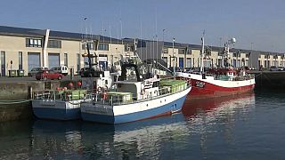 Barcos amarrados al muelle en Galicia, sin salir a faenar