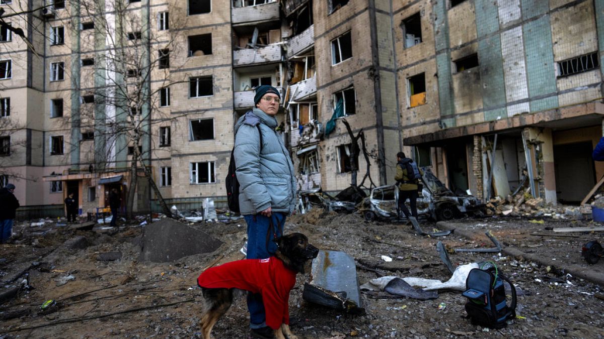 Kijev egyik bombázott lakónegyede