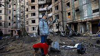 Kijev egyik bombázott lakónegyede