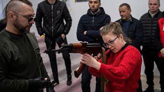Ukrainian civilians receive weapons training in Lviv, Saturday, March 19, 2022. This is not linked to the story, below.