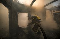 Пожар в Киеве после обстрела