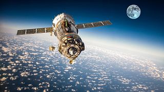 A Russian Soyuz spacecraft, used by Americans and Europeans to reach space, in orbit above the Earth
