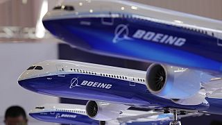 In this Nov. 6, 2018, file photo, models of Boeing passenger airliners are displayed during the Airshow China in Zhuhai (illusztráció)