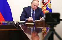 El presidente ruso, Vladímir Putin, en su despacho en Moscú, Rusia
