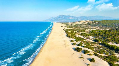 Aerial view of empty Patara Beach in Antalya,Turkey Aerial view of empty Patara Beach in Antalya,Turkey