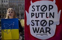 Manifestante contre l'invasion russe de l'Ukraine - Prague, Rép. tchèque, le 26/03/2022