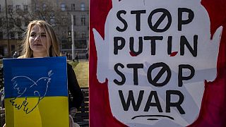 Manifestante contre l'invasion russe de l'Ukraine - Prague, Rép. tchèque, le 26/03/2022