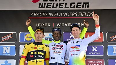 Rider Girmay outsprints rivals to become first African winner of Gent-Wevelgem race