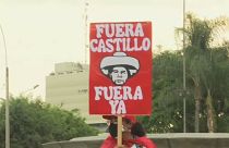 Pancarta de la manifestación del domingo 27 de marzo en Lima por la destitución del presidente Pedro Castillo