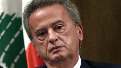 رياض سلامة حاكم مصرف لبنان خلال مؤتمر صحفي في بيروت في لبنان.