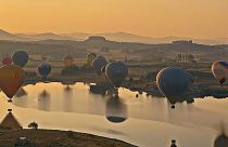 Hot air balloons over Emre Lake