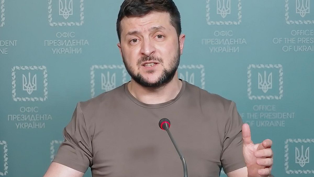 In this image from video provided by the Ukrainian Presidential Press Office, Ukrainian President Volodymyr Zelenskyy speaks from Kyiv, Ukraine, Tuesday night, March 29, 2022.