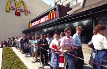 Imagen de archivo de uno de los primeros restaurantes McDonald's abiertos en Moscú.