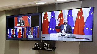 قمة سابقة  بين الاتحاد الأوروبي والصين عبر الفيديو، الاثنين، 22 يونيو 2020.